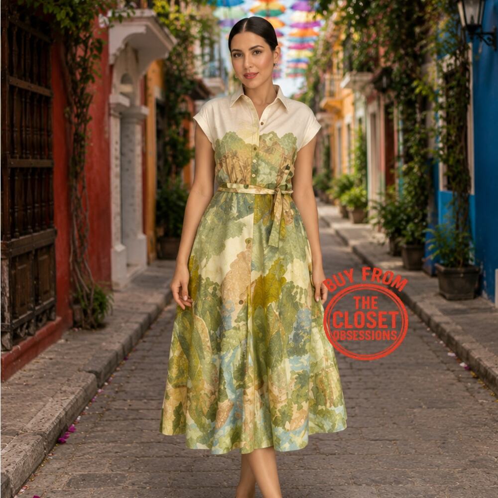 Zara Romantic Italian Summer Printed Midi Dress NWT